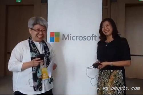 圖說：產業人物主筆王麗娟（左）專訪台灣微軟首席營運長何虹，暢談微軟AI Solution Day邀集產業代表現身分享導入微軟AI解決方案對企業帶來的價值。